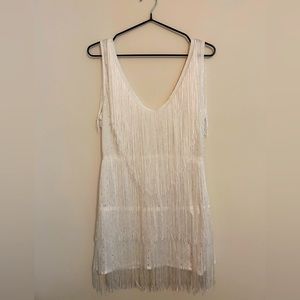 White fringe and silver sparkle party dress. Runs small, never worn